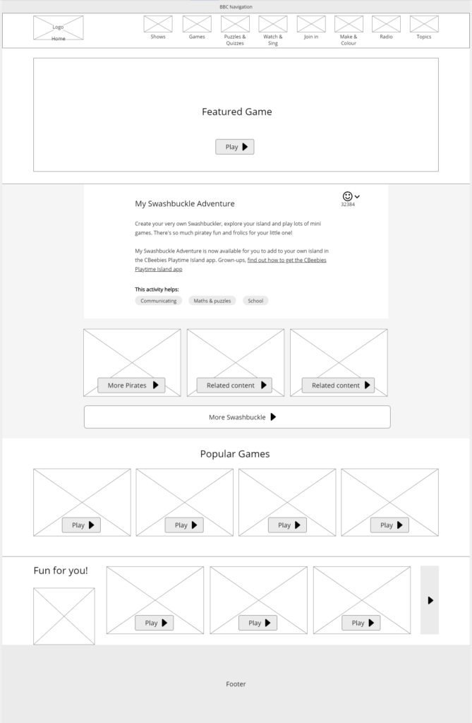 Game page